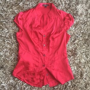 Express fuchsia pink short sleeve blouse